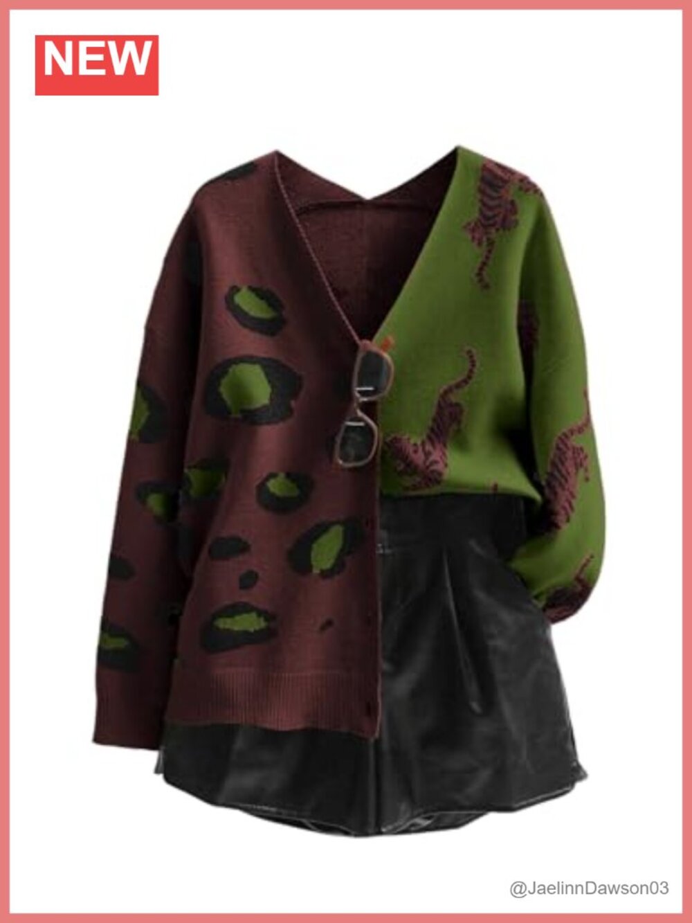 Leopard Print V-Neck Long Sleeve Cardigan Sweater